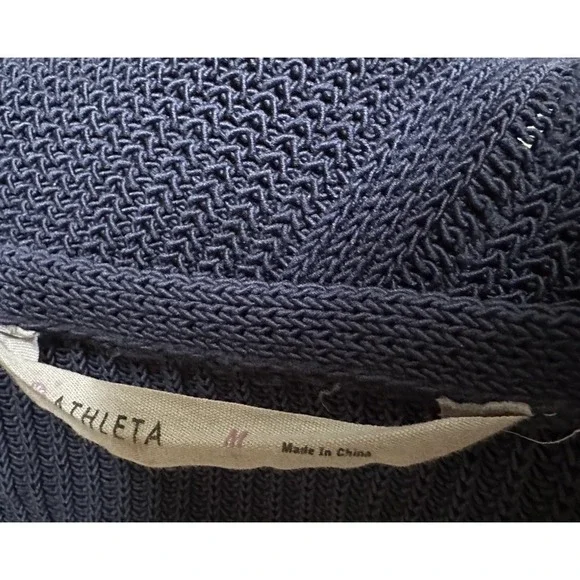 Athleta Womens Highline Sweater Navy Blue Cotton Nylon V Neck Split Hem Sz M - Picture 7 of 9